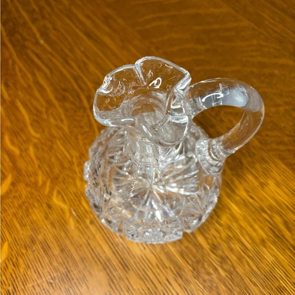 Antique Cut Glass Cruet with Handle & Stopper Etched Glass Decor Delicate Chip - Picture 13 of 14